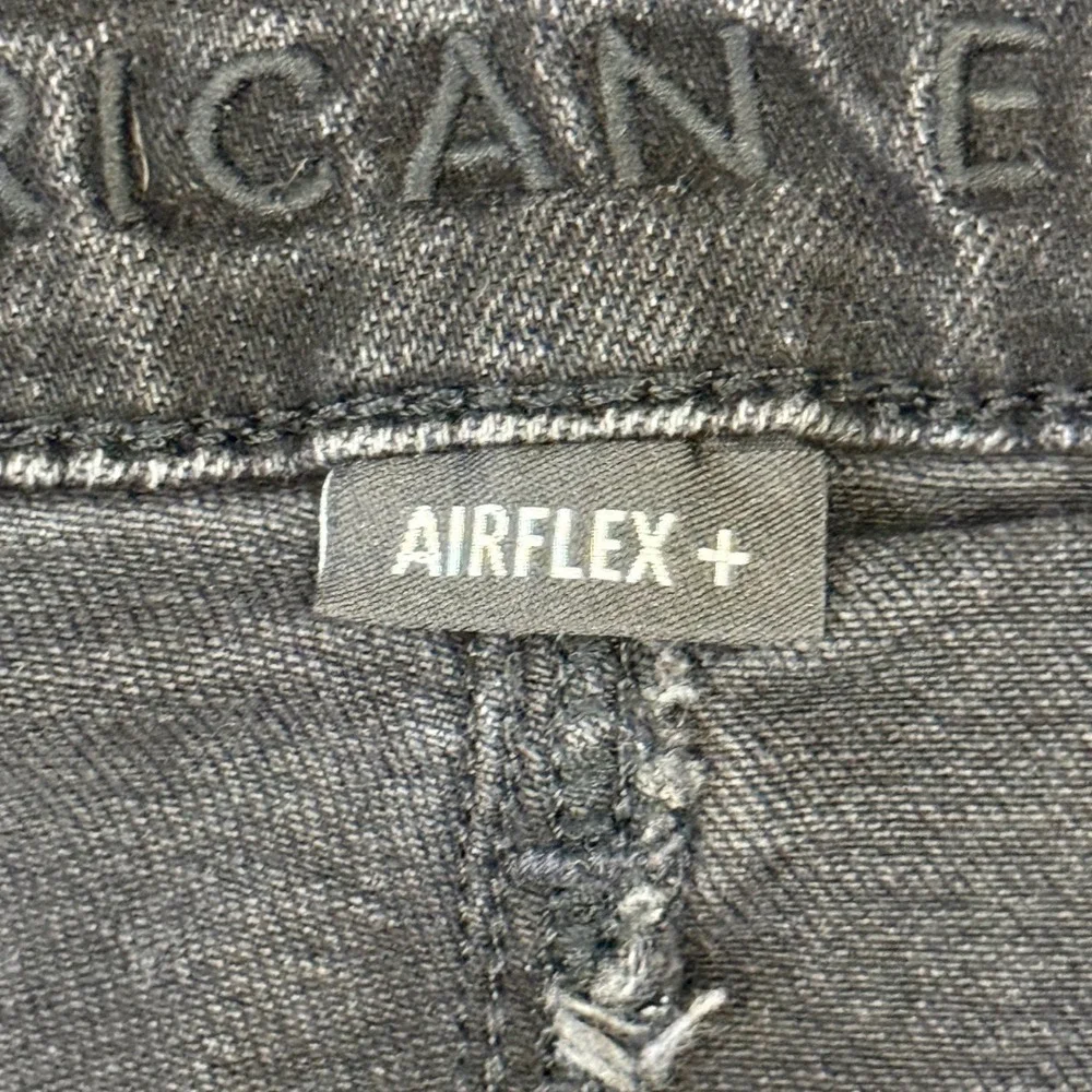 American Eagle Airflex+ Skinny Distressed Black Jeans 34x32 Ripped Denim